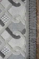 Urou Modern Gri Antrasit Çizgili Polyester Makine Halısı - Görsel 3