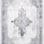 Arsac Çerçeveli Göbekli Gri Polyester Makine Halısı