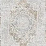 Mantel Klasik Göbekli Bej Viskon ve Akrilik Pamuk Tabanlı Makine Halısı