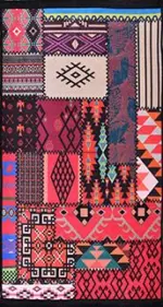 Bruciato Patchwork Multi Polyester ve Pamuklu Kaydırmaz Tabanlı Dijital Baskı Halı