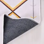 Vigna Geometrik Kırık Beyaz Polyester ve Pamuklu Kaydırmaz Tabanlı Dijital Baskı Halı - Görsel 5