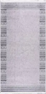 Palmarola Çerçeveli Gri Polyester ve Pamuklu Kaydırmaz Tabanlı Dijital Baskı Halı