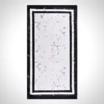 Candida Çerçeveli Beyaz Polyester ve Pamuklu Kaydırmaz Tabanlı Dijital Baskı Halı - Görsel 2