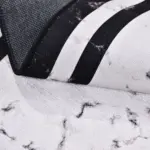 Candida Çerçeveli Beyaz Polyester ve Pamuklu Kaydırmaz Tabanlı Dijital Baskı Halı - Görsel 4