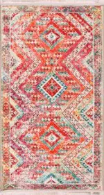 Diavolo Klasik Göbekli Multi Polyester ve Pamuklu Kaydırmaz Tabanlı Dijital Baskı Halı