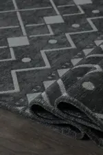 Sifor Modern Antrasit Yıkanabilir Polyester Makine Halısı - Görsel 6