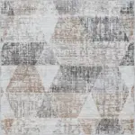 Moysi Geometrik Krem Polyester ve Pamuklu Yıkanabilir Kaydırmaz Taban Dijital Baskı Halı - Görsel 5