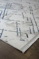 Braye Modern Krem Mavi Çizgili Akrilik Makine Halısı - Görsel 2