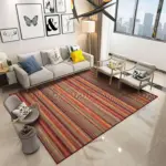 Vella Çizgili Multi Polyester ve Pamuklu Yıkanabilir Kaydırmaz Taban Dijital Baskı Halı - Görsel 2