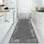 Triana Çerçeveli Gri Polyester ve Pamuklu Yıkanabilir Kaydırmaz Taban Dijital Baskı Halı - Görsel 4