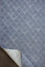 Galvez Modern Mavi Yıkanabilir Polyester,Pamuk Makine Halısı - Görsel 4