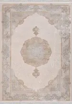 Opladen Klasik Göbeklİ Krem Viskon ve Akrilik Makine Halısı