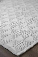 Jodar Modern Beyaz Yıkanabilir Polyester,Pamuk Makine Halısı - Görsel 2