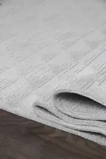 Jodar Modern Beyaz Yıkanabilir Polyester,Pamuk Makine Halısı - Görsel 6