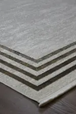 Puits Çerçeveli Krem Polyester Makine Halısı - Görsel 2