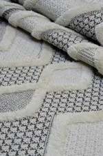 Frieth Modern Beyaz Polyester Makine Halısı - Görsel 5