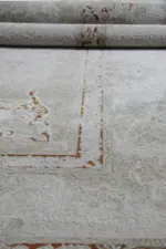 Carvin Çerçeveli Krem Taba Göbekli Akrilik Makine Halısı - Görsel 5