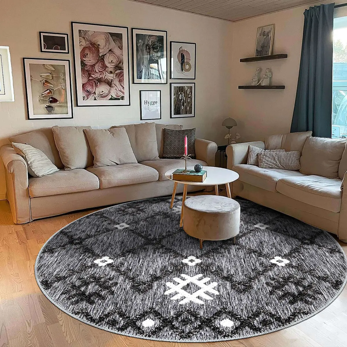 Savoia Geometrik Gri Polyester ve Pamuklu Yıkanabilir Kaydırmaz Taban Dijital Baskı Halı - Görsel 8