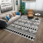 Corso Geometrik Beyaz Polyester ve Pamuklu Yıkanabilir Kaydırmaz Taban Dijital Baskı Halı - Görsel 2