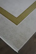 Luce Çerçeveli Krem Gold Çizgili Akrilik Makine Halısı - Görsel 2