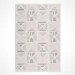 Grajera Geometrik Beyaz Polyester Kaydırmaz Tabanlı Makine Halısı - Görsel 2