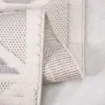 Grajera Geometrik Beyaz Polyester Kaydırmaz Tabanlı Makine Halısı - Görsel 3