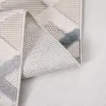 Tubilla Geometrik Beyaz Polyester Kaydırmaz Tabanlı Makine Halısı - Görsel 3