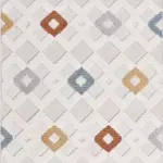 Tubilla Geometrik Beyaz Polyester Kaydırmaz Tabanlı Makine Halısı