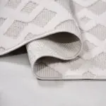 Hacinas Geometrik Krem Polyester Kaydırmaz Tabanlı Makine Halısı - Görsel 4