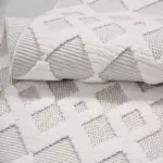 Hacinas Geometrik Krem Polyester Kaydırmaz Tabanlı Makine Halısı - Görsel 5