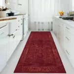 Gerva Çerçeveli Kırmızı Polyester ve Pamuklu Yıkanabilir Kaydırmaz Taban Dijital Baskı Halı - Görsel 3