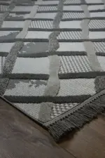 Airan Modern Antrasit Polyester Makine Halısı