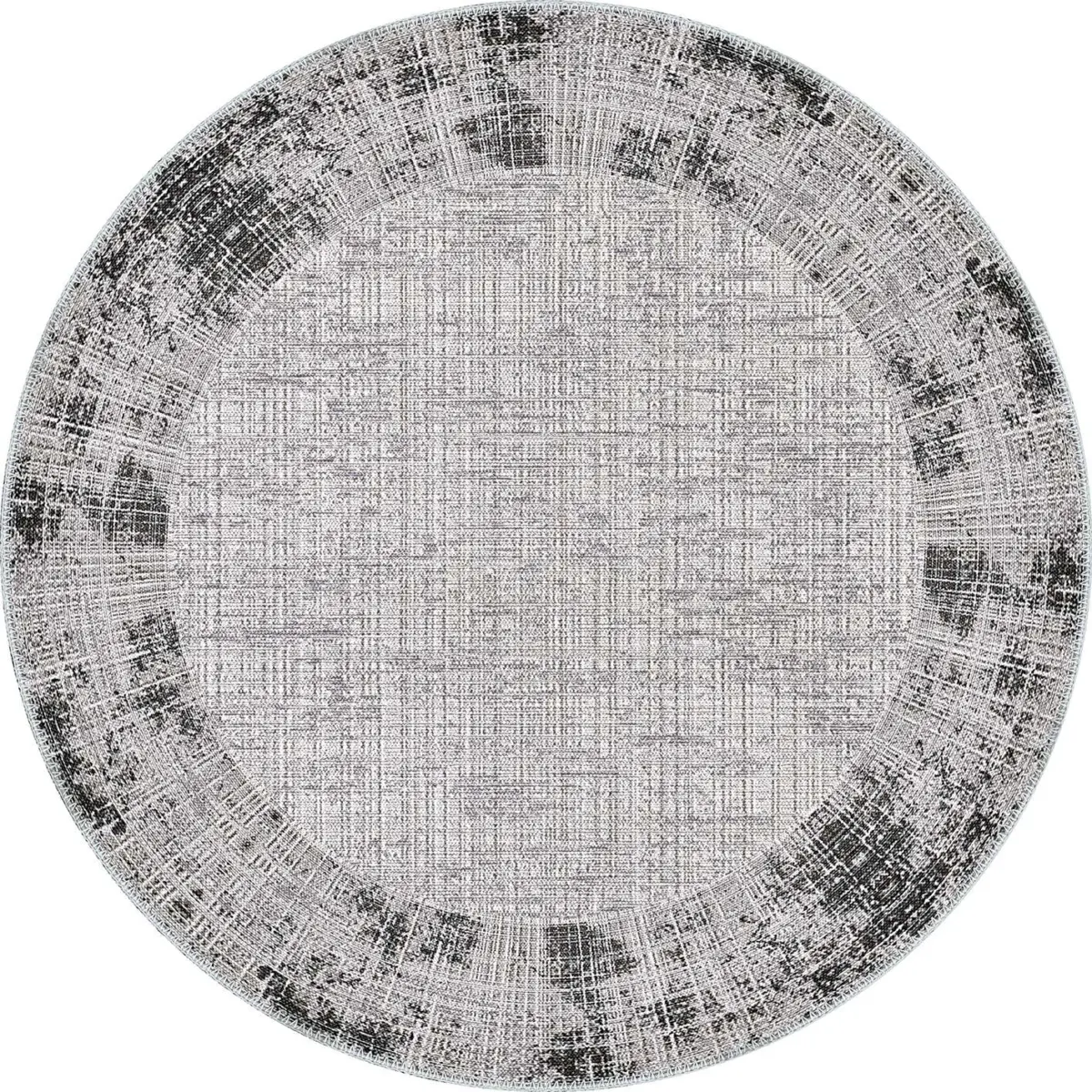 Badal Çerçeveli Gri Polyester ve Pamuklu Yıkanabilir Kaydırmaz Taban Dijital Baskı Halı - Görsel 7