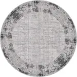 Badal Çerçeveli Gri Polyester ve Pamuklu Yıkanabilir Kaydırmaz Taban Dijital Baskı Halı - Görsel 7