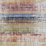 Poble Çizgili Multi Polyester ve Pamuklu Yıkanabilir Kaydırmaz Taban Dijital Baskı Halı