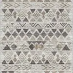 Primo Geometrik Gri Polyester ve Pamuklu Yıkanabilir Kaydırmaz Taban Dijital Baskı Halı