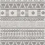 Guina Geometrik Beyaz Polyester ve Pamuklu Yıkanabilir Kaydırmaz Taban Dijital Baskı Halı