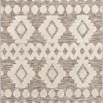 Lincoln Geometrik Bej Polyesterve Pamuklu Yıkanabilir Kaydırmaz Taban Dijital Baskı Halı