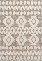 Lincoln Geometrik Bej Polyesterve Pamuklu Yıkanabilir Kaydırmaz Taban Dijital Baskı Halı