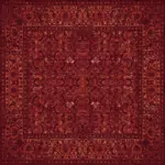 Gerva Çerçeveli Kırmızı Polyester ve Pamuklu Yıkanabilir Kaydırmaz Taban Dijital Baskı Halı - Görsel 4