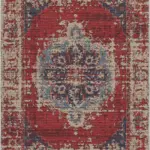 Vella Göbekli Kırmızı Polyester ve Pamuklu Yıkanabilir Kaydırmaz Taban Dijital Baskı Halı