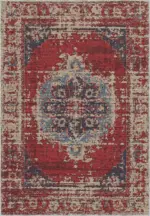 Vella Göbekli Kırmızı Polyester ve Pamuklu Yıkanabilir Kaydırmaz Taban Dijital Baskı Halı