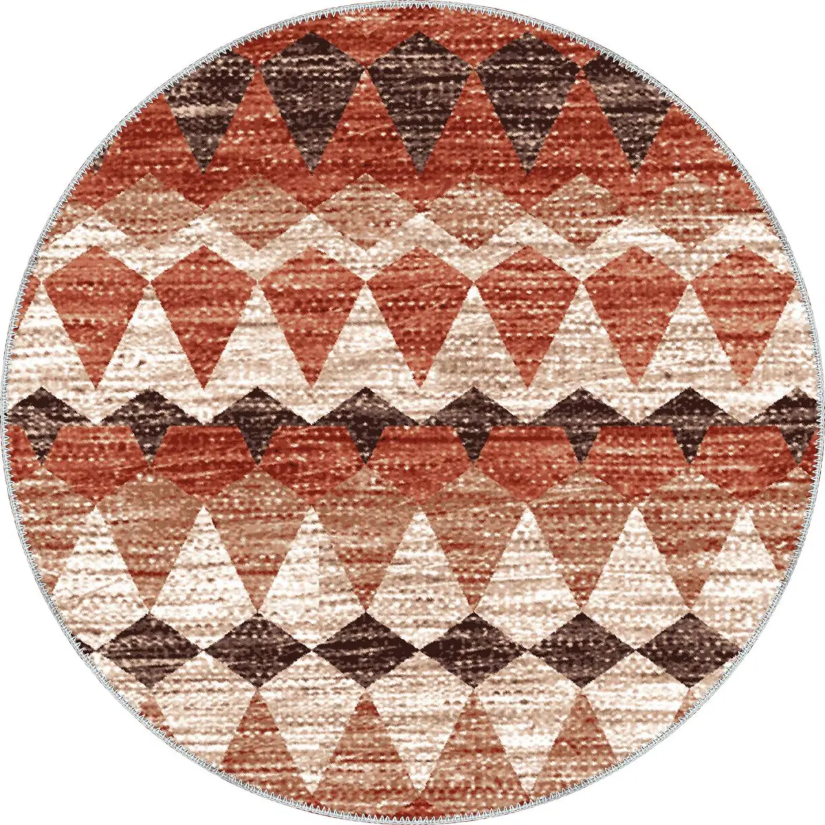 Della Geometrik Turuncu Polyester ve Pamuklu Yıkanabilir Kaydırmaz Taban Dijital Baskı Halı - Görsel 7