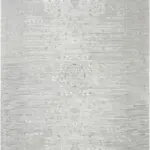 Durham Çerçeveli Krem Gri Göbekli Akrilik Makine Halısı