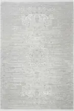 Durham Çerçeveli Krem Gri Göbekli Akrilik Makine Halısı