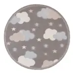 Liestal Figürlü Gri Polyester Pamuk Tabanlı Yuvarlak Çocuk Halısı - Görsel 2