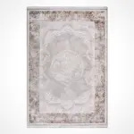 Membrio Klasik Göbekli Gri Polipropilen ve Polyester Makine Halısı - Görsel 2