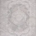 Elvas Klasik Göbekli Gri Polipropilen ve Polyester Makine Halısı