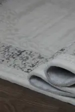 Opera Çerçeveli Krem Gri Çizgili Polyester Makine Halısı - Görsel 6