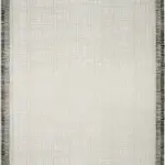 Arese Çerçeveli  Krem Antrasit Çizgili Polyester Makine Halısı